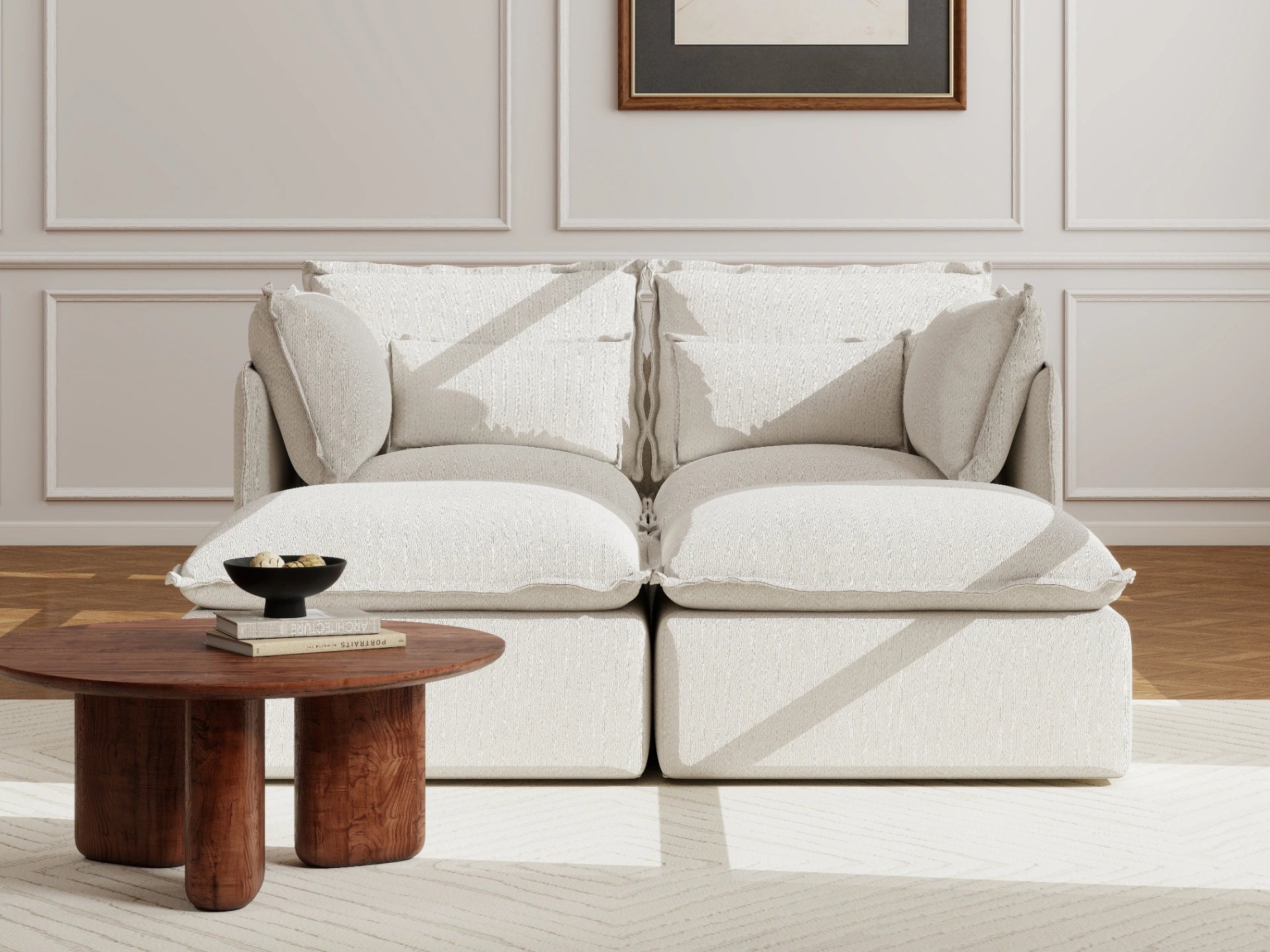 Lifely Modular 2 Seater Bed - White Boucle