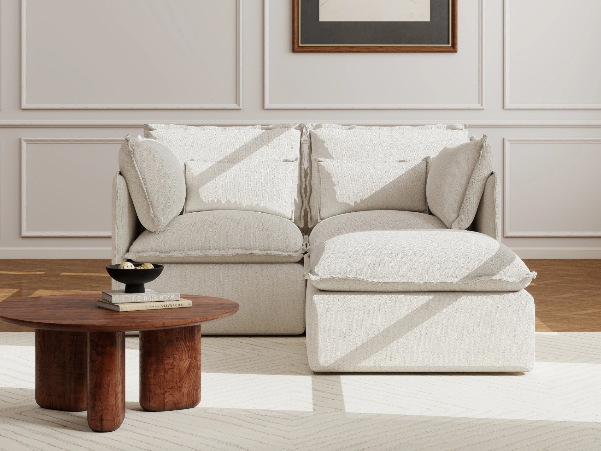 Lifely Modular 2 Seater Sofa - White Boucle