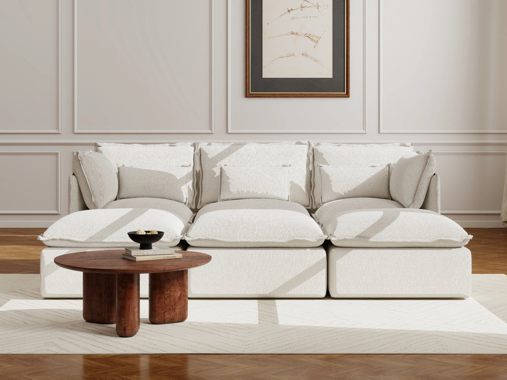 Lifely Modular 3 Seater Bed - White Boucle
