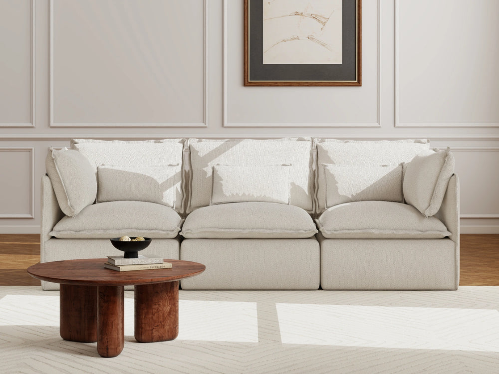 Lifely Modular 3 Seater Sofa - White Boucle