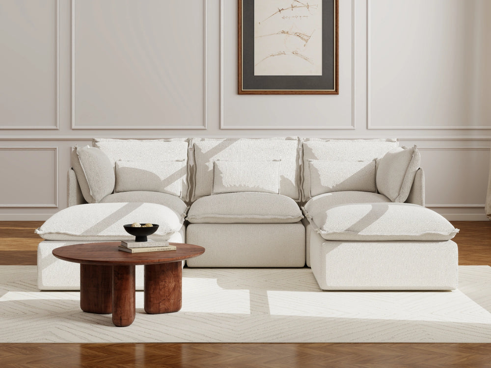 Lifely Modular 3 Seater U-Sectional - White Boucle