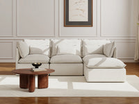 Lifely Modular 3 Seater Sofa Ottoman - White Boucle