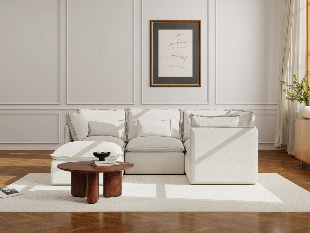 Lifely Modular 4 Seater Corner Ottoman - White Boucle