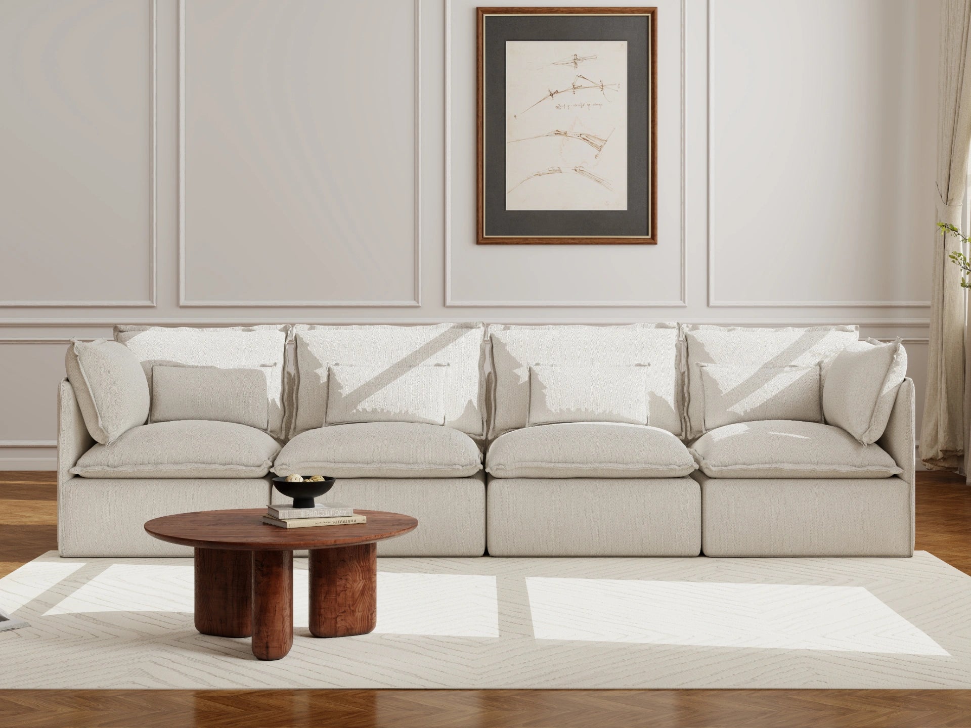 Lifely Modular 4 Seater Sofa - White Boucle