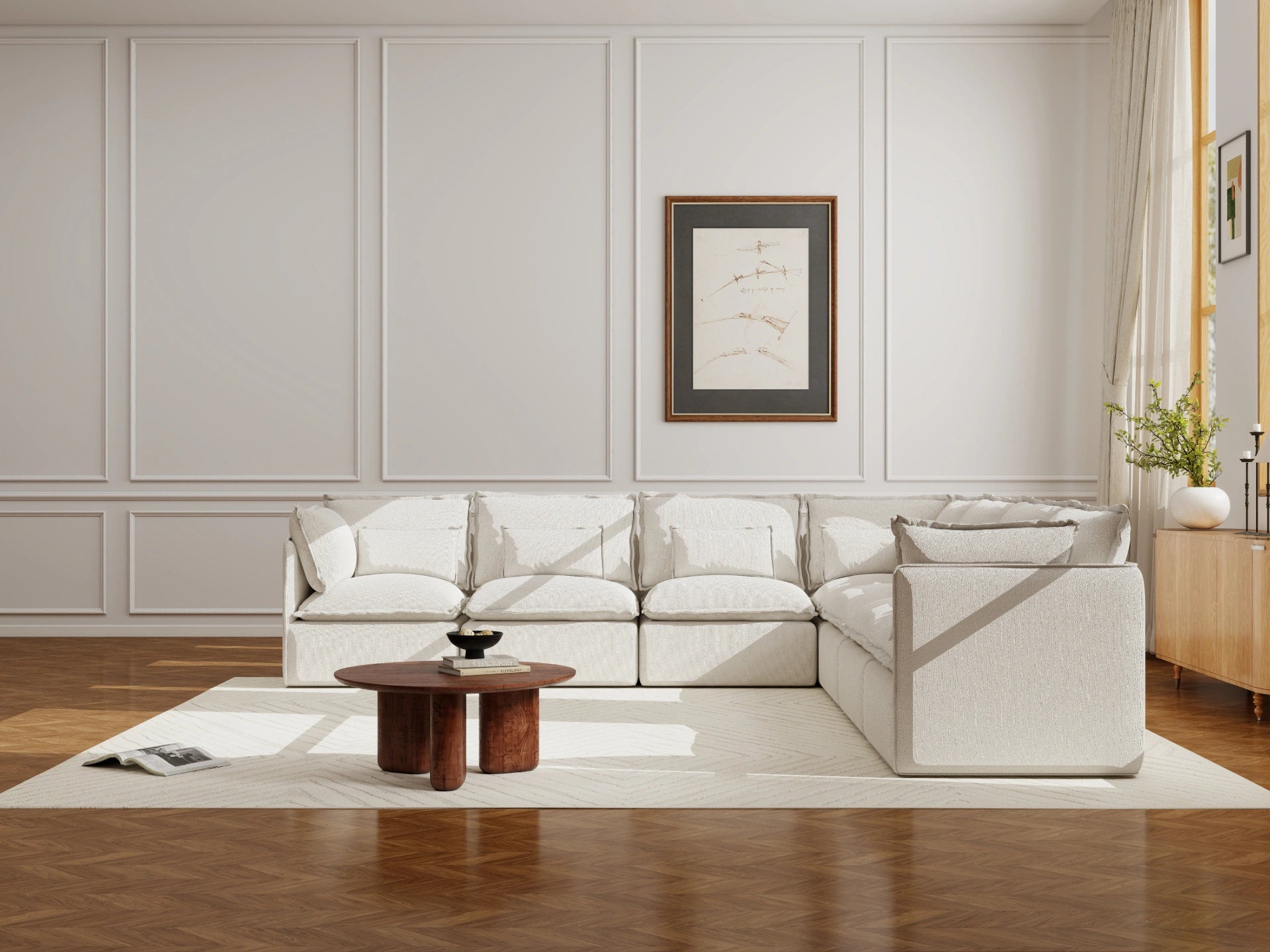 Lifely Modular 7 Seater Corner - White Boucle