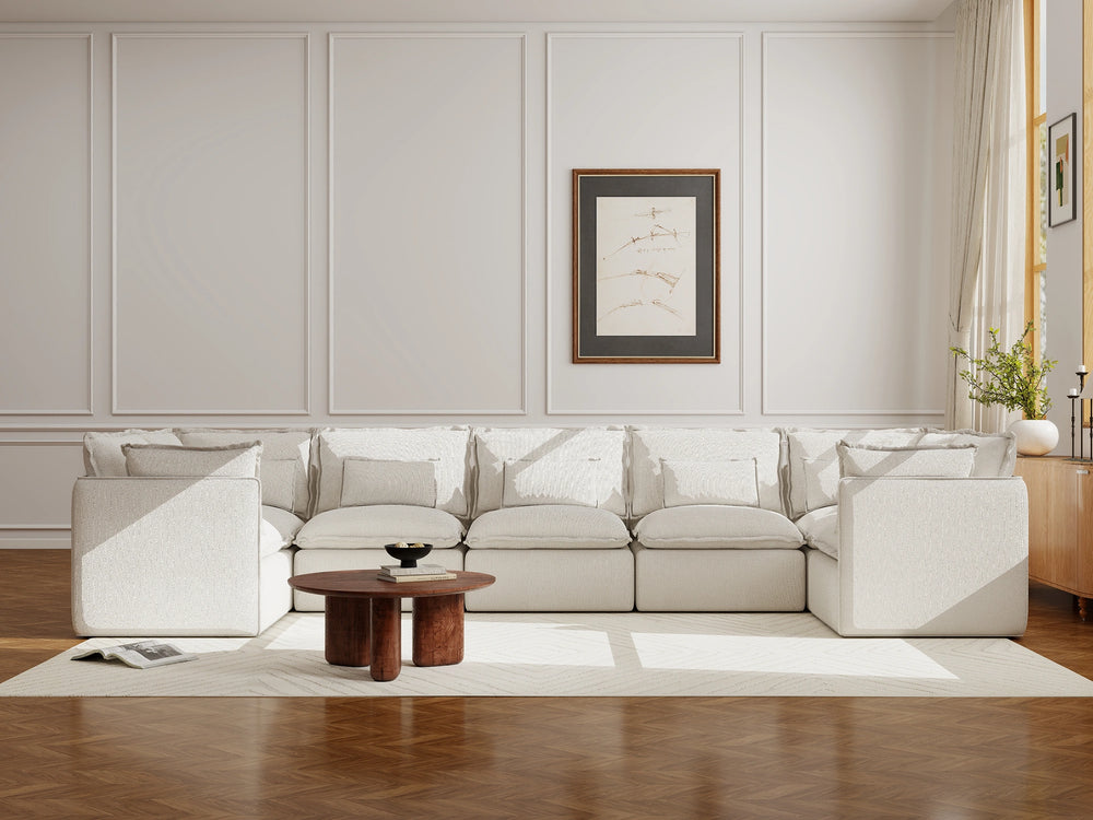 Lifely Modular 7 Seater U-Sectional - White Boucle