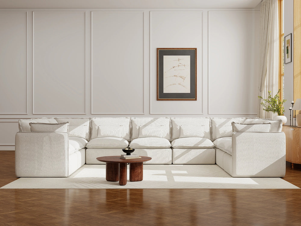 Lifely Modular 9 Seater U-Sectional - White Boucle